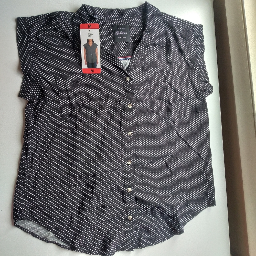 Women's black heart polka-dot top medium